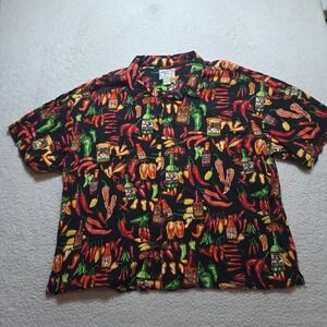 Big Dogs Button Down Hawaiian Shirt Chili Peppers Salsa Hot Sauce Size 5XL